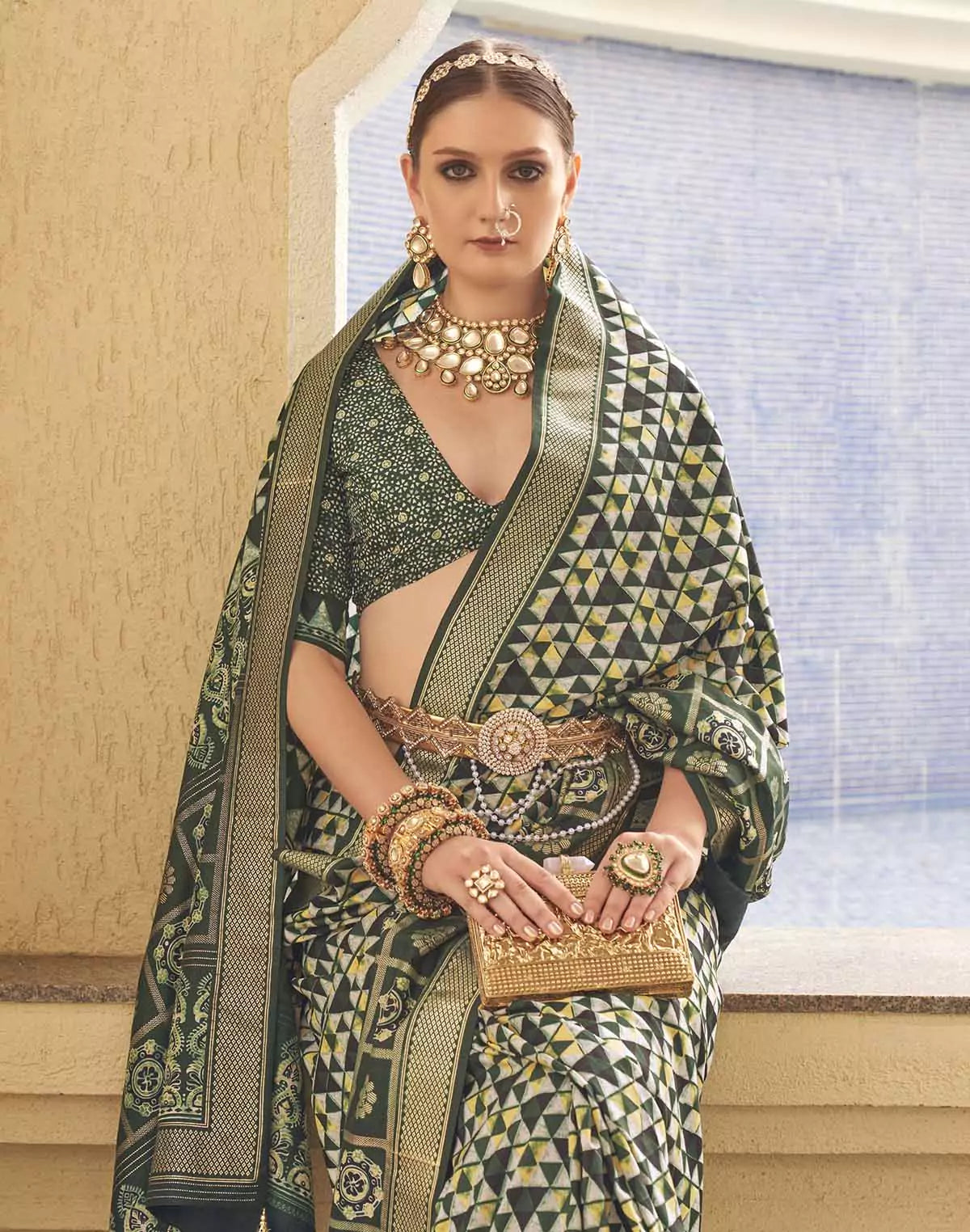 Image of Attractive Dark Green Soft Silk Saree