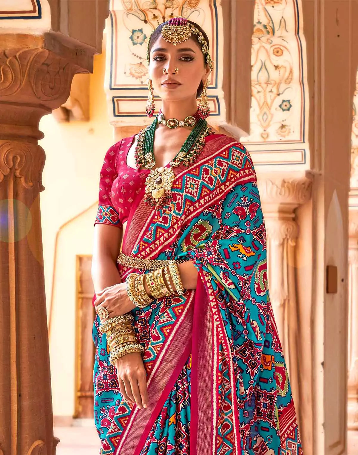 Image of Matisse Blue Patola Woven Design Saree