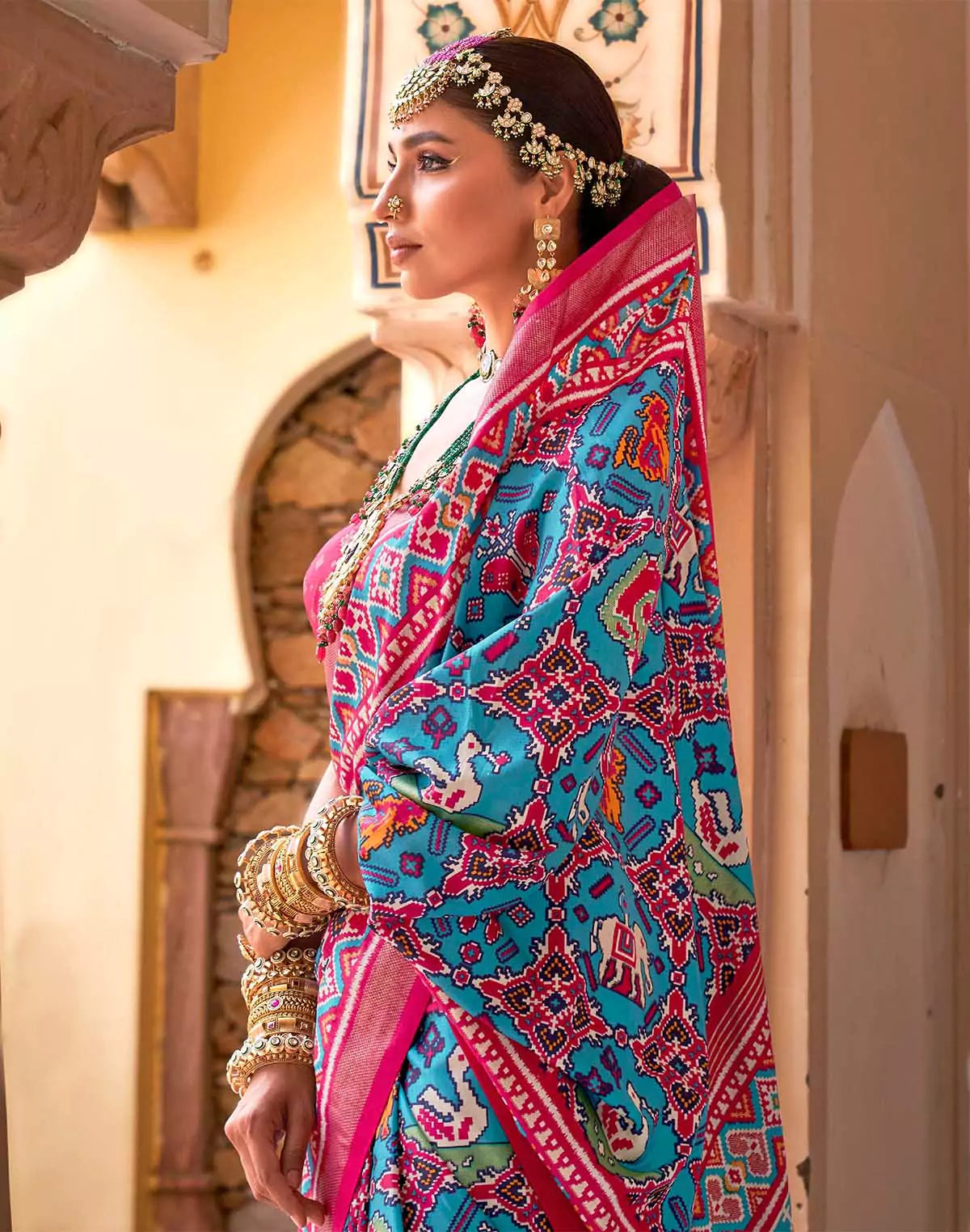 Image of Matisse Blue Patola Woven Design Saree