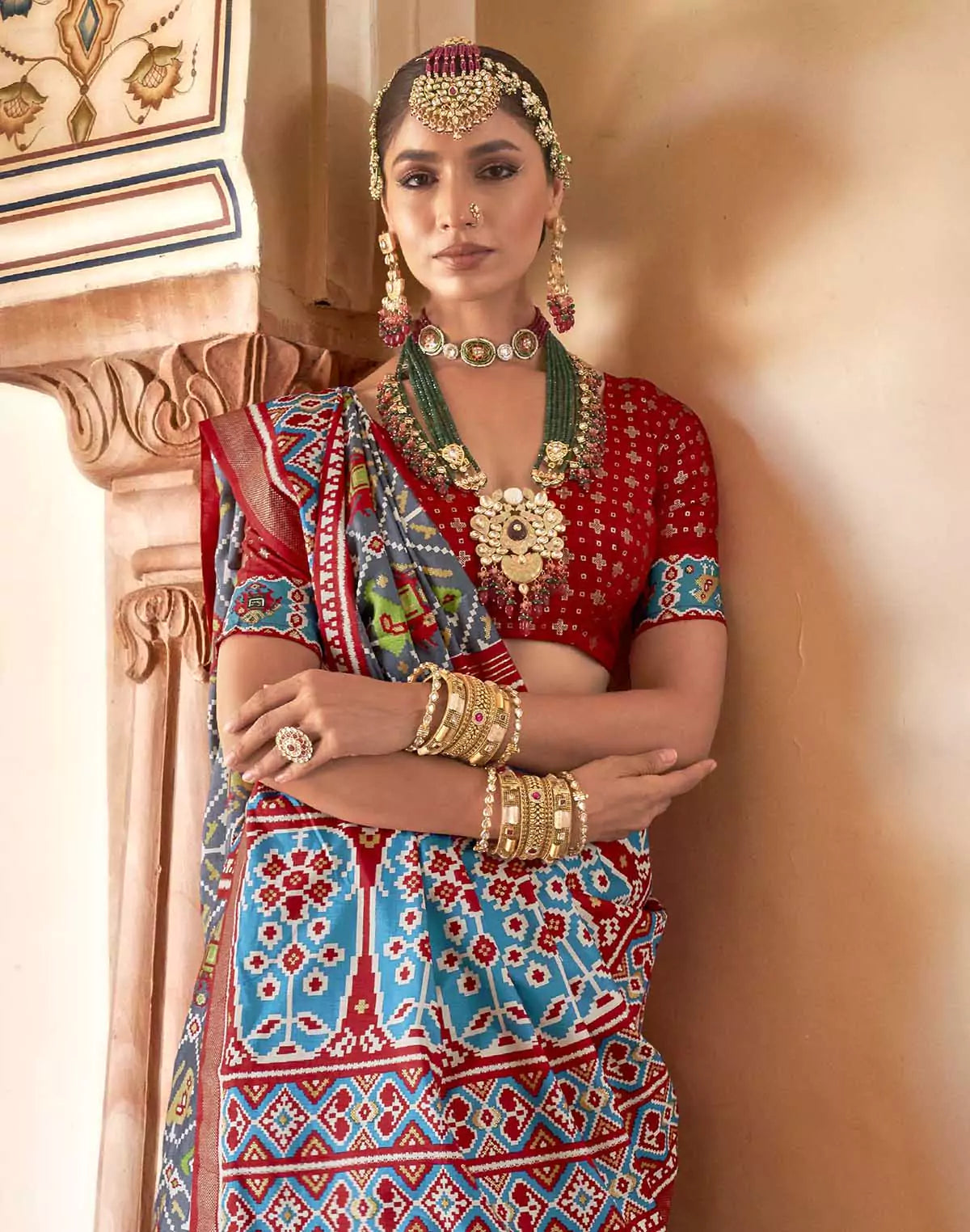 Image of Grey Woven Patola Silk Saree