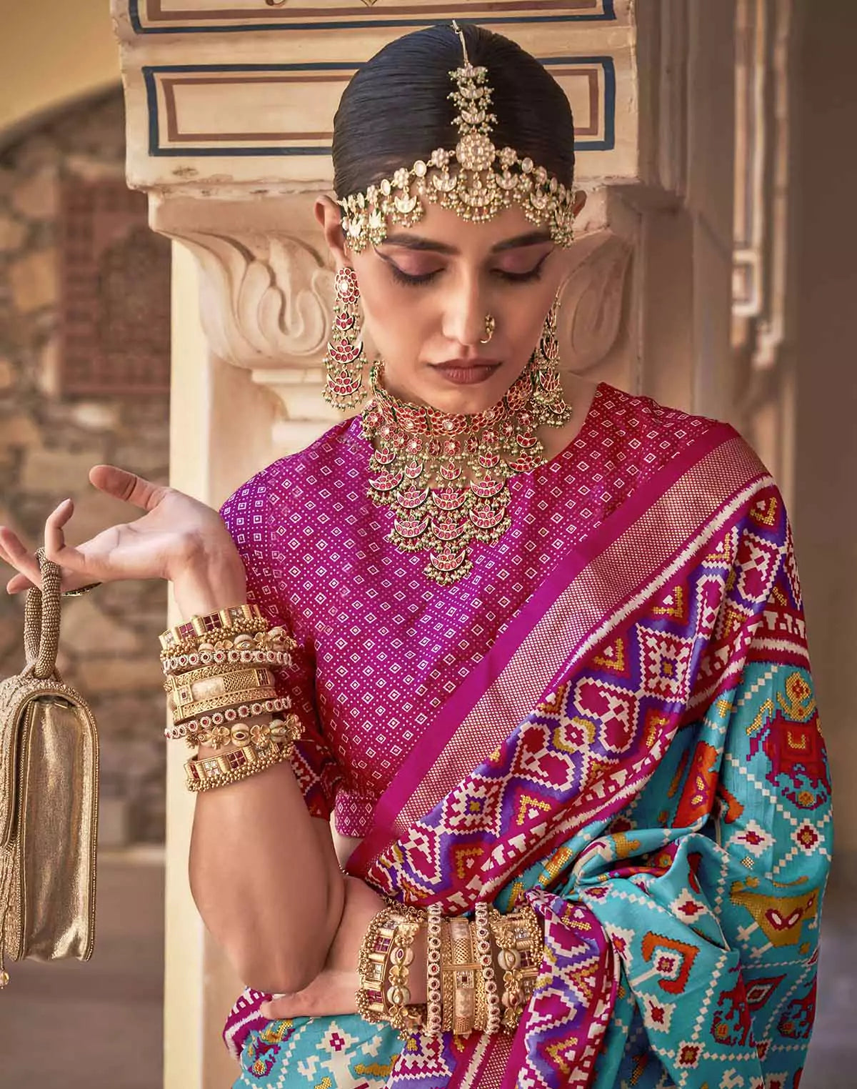 Image of Light Sky Blue Saree with Contrast Border