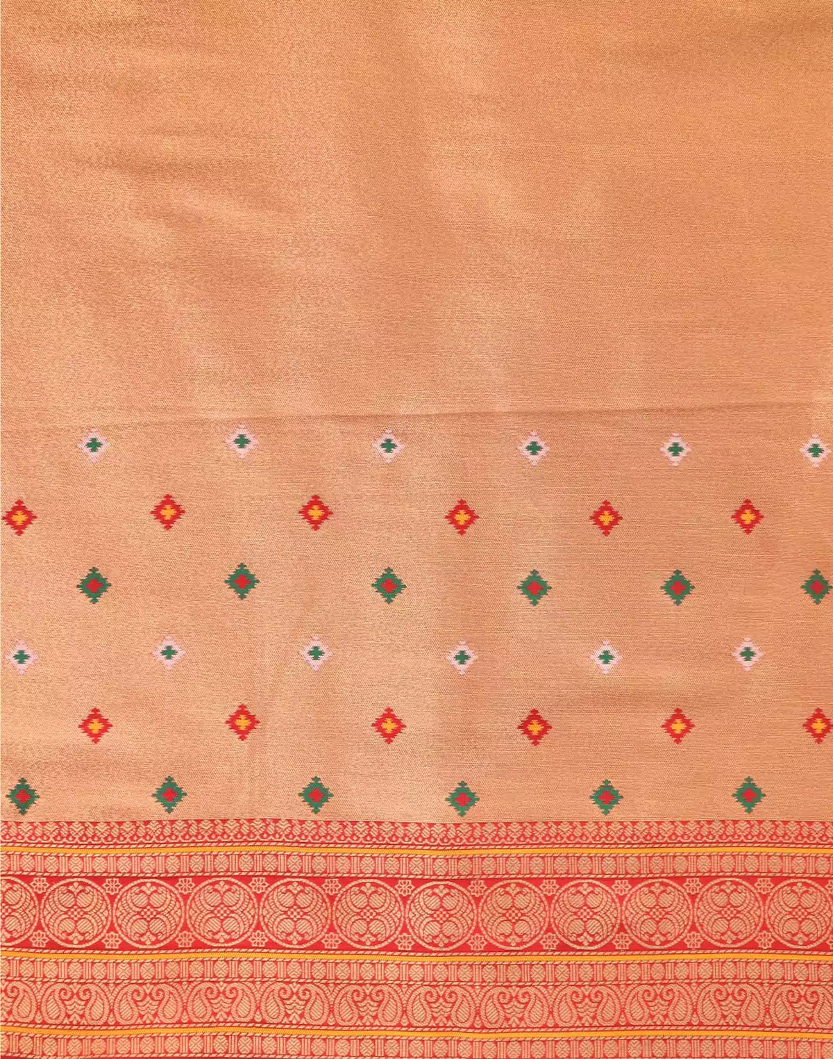 Image of Cream Checks Pattern Pochampally Border Saree