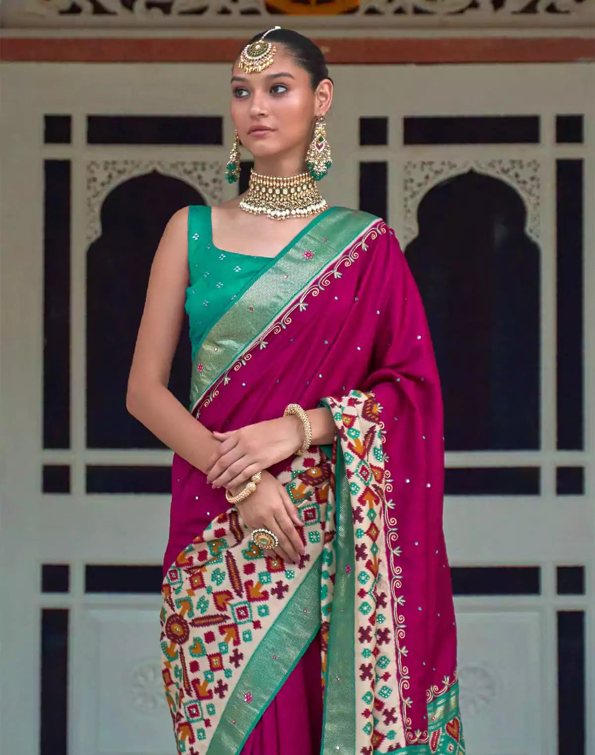 Image of Patola Silk Magenta Saree