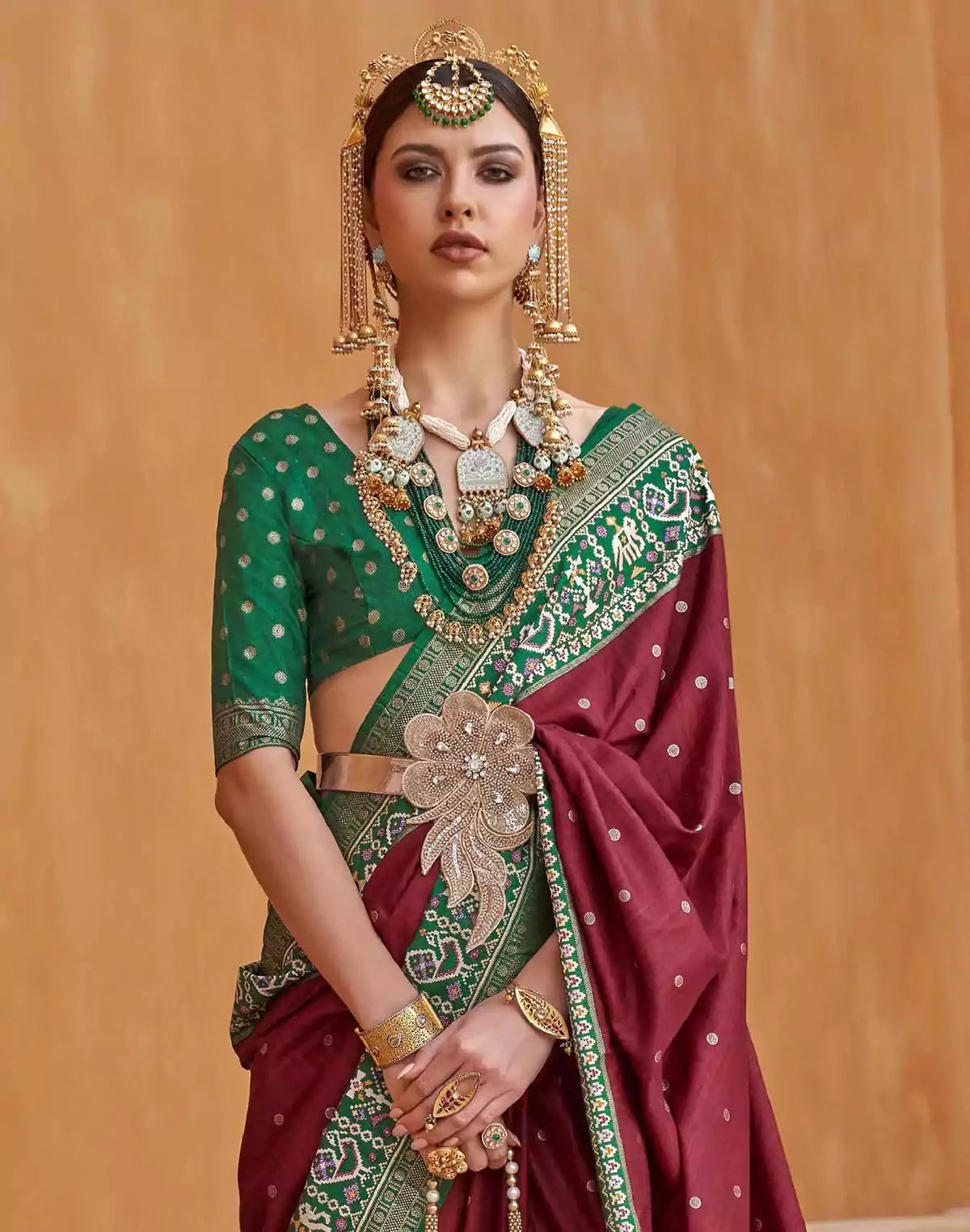 Image of Maroon Coloured Patola Saree