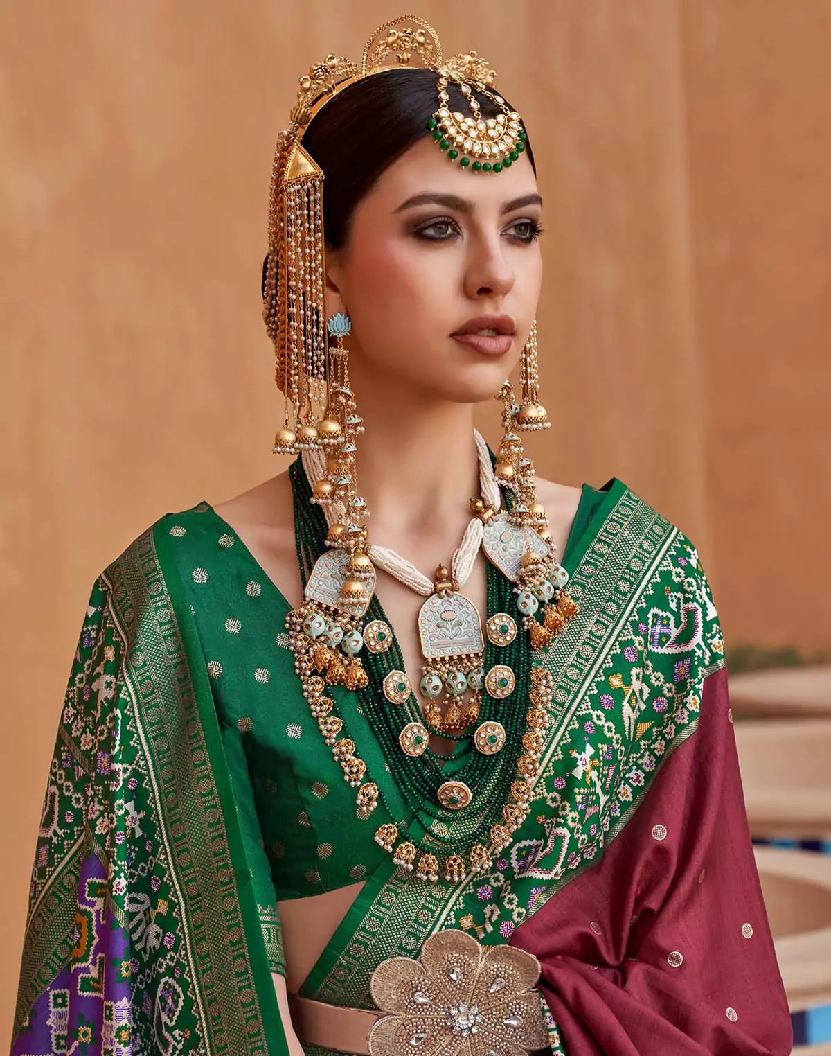 Image of Maroon Coloured Patola Saree
