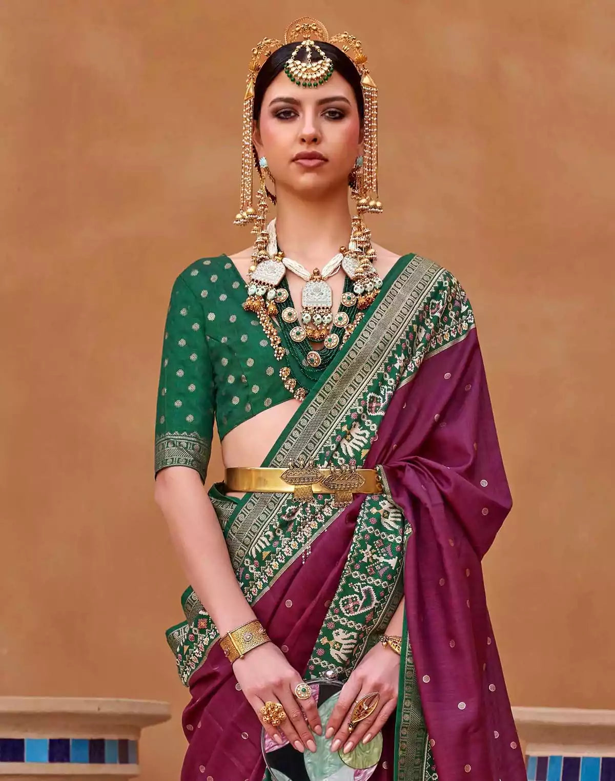 Image of Classic Brown Patola Designer Silk Saree
