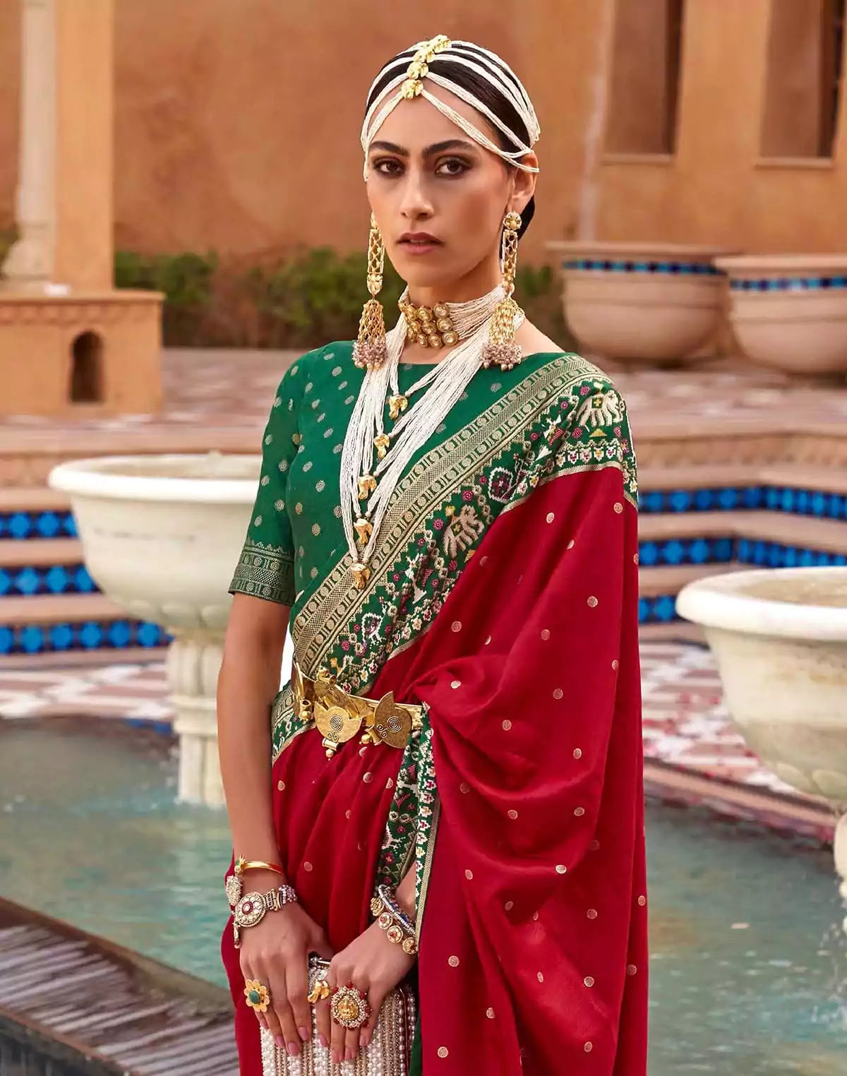 Image of Red Woven design Patola Silk Saree