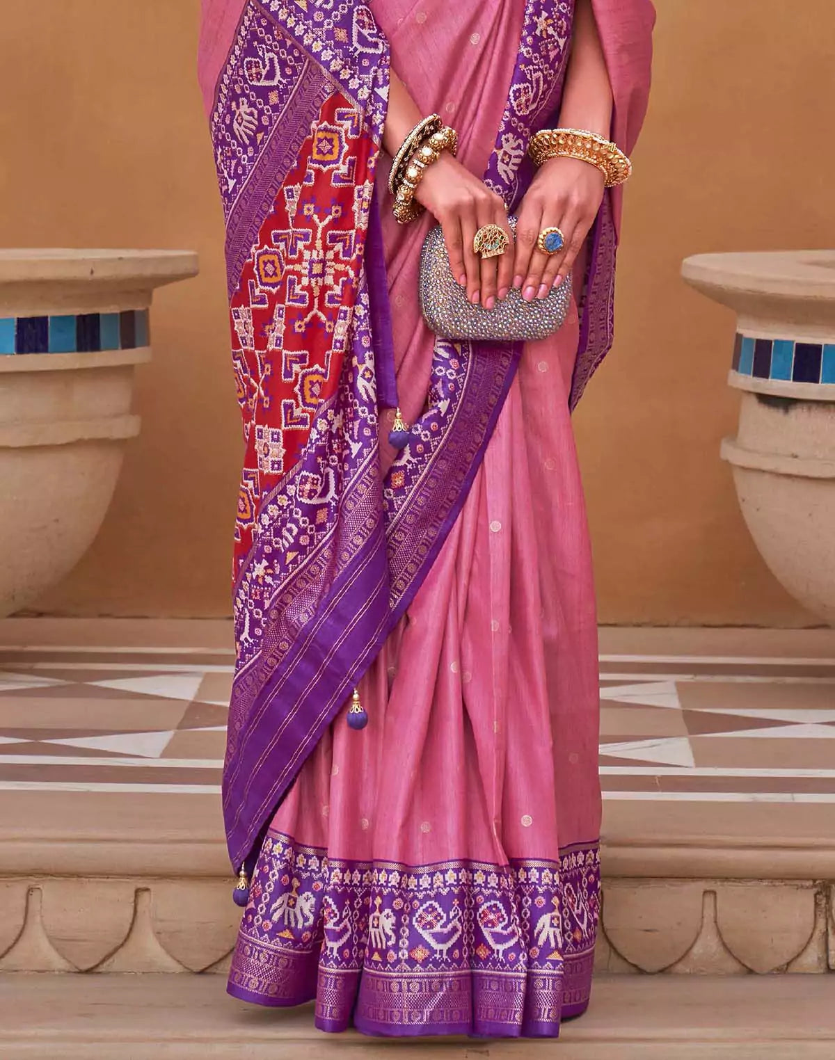 Image of Patola Silk Light Pink Stylish Saree