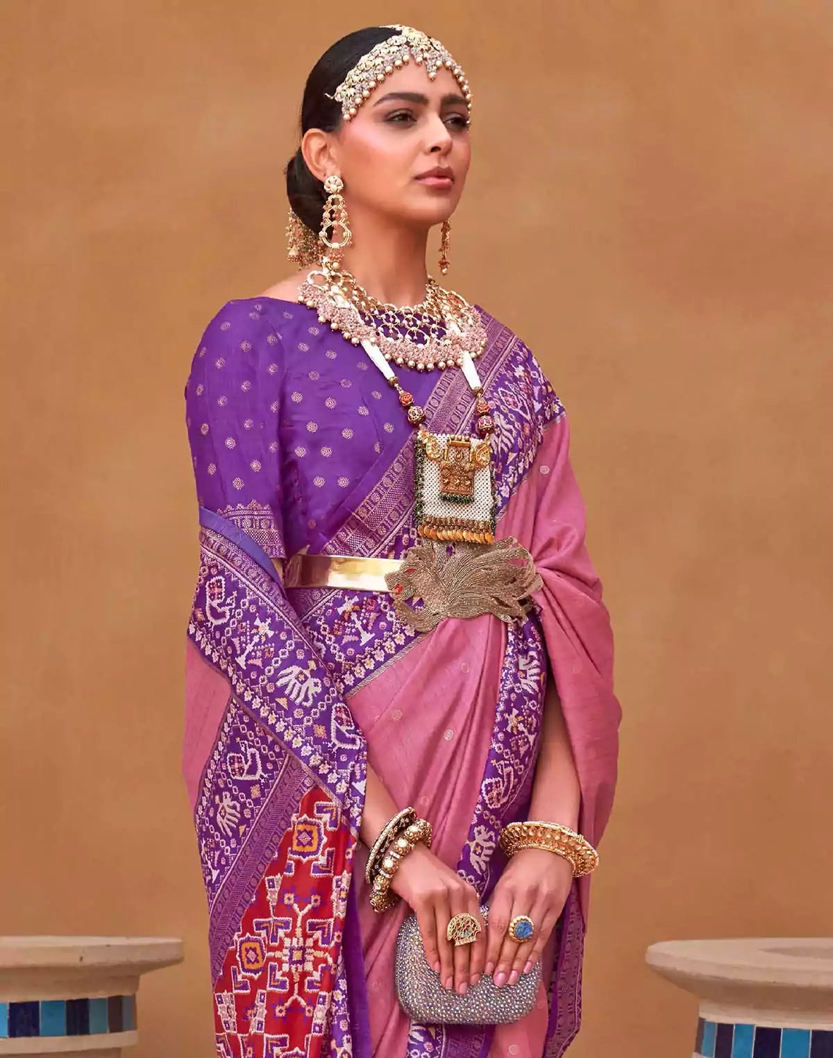 Image of Patola Silk Light Pink Stylish Saree