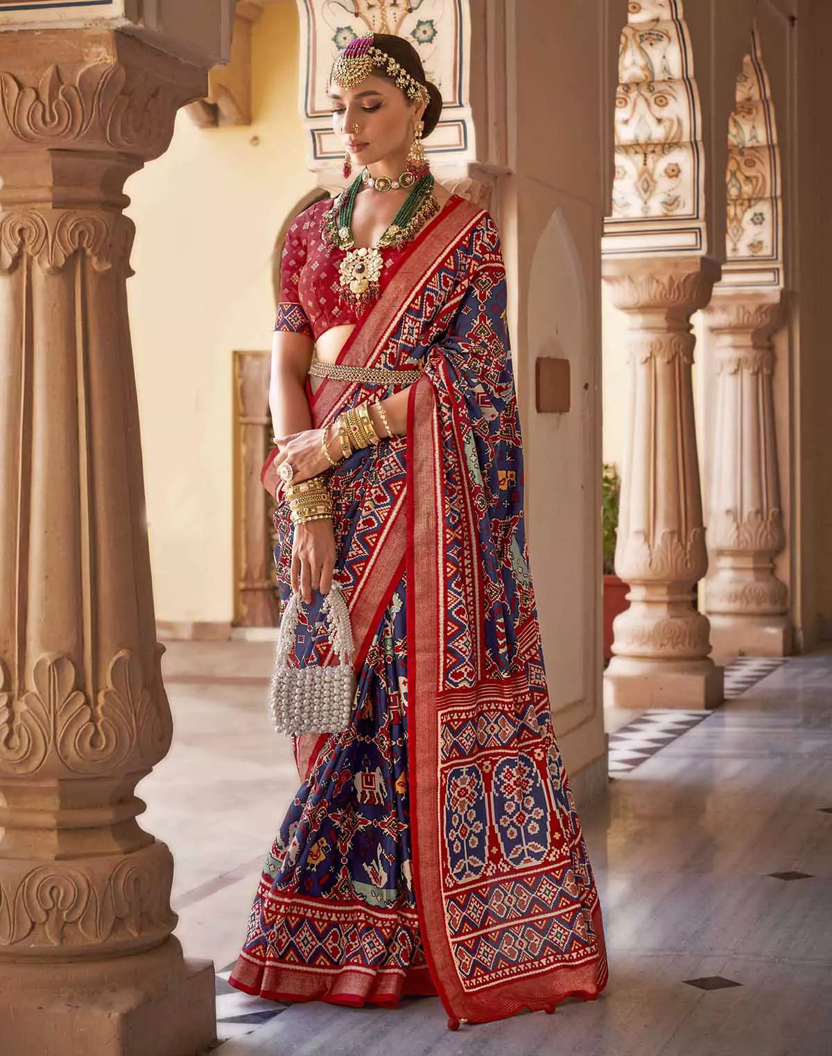 Image of Magnificent Blue Patola Ikat Saree