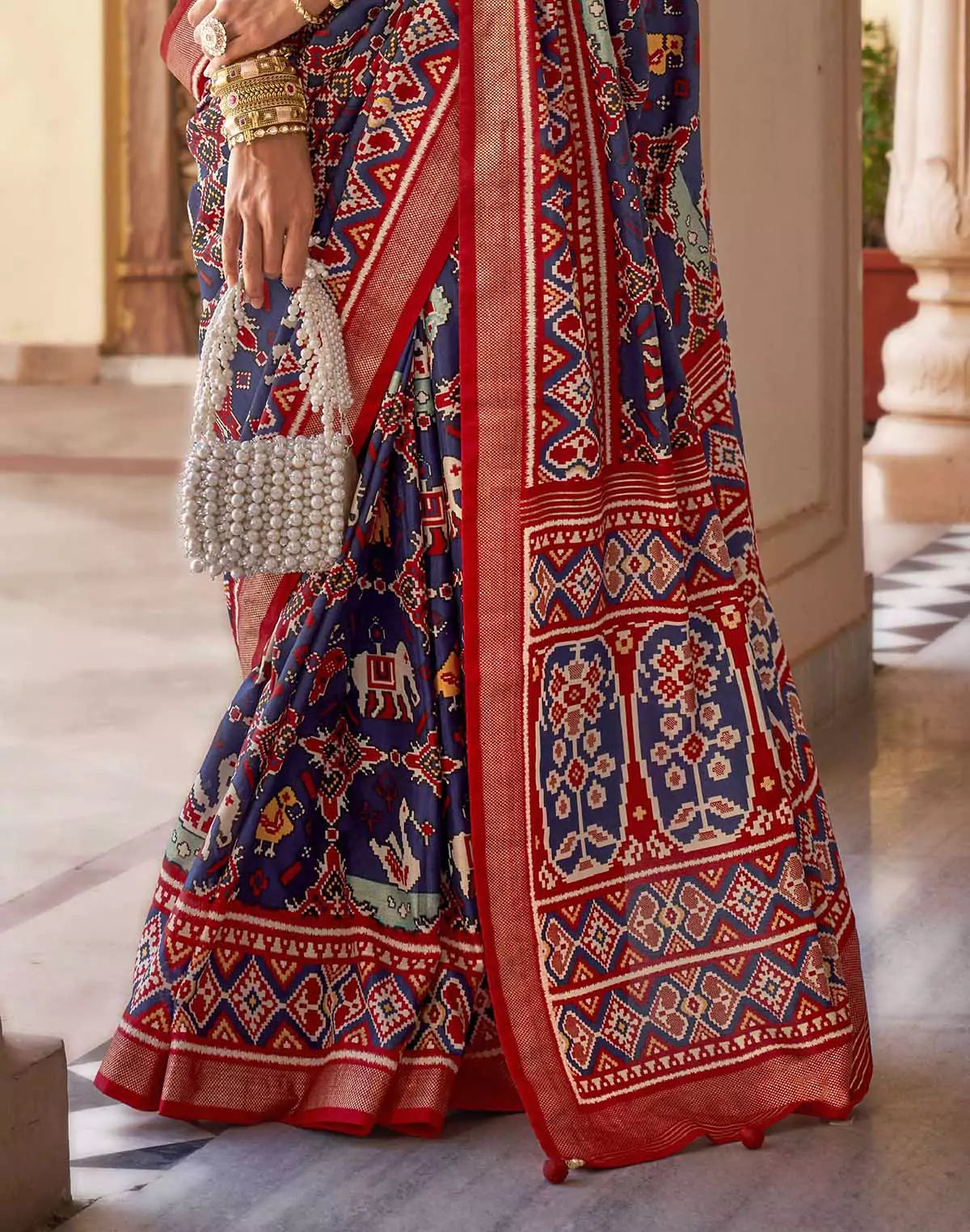 Image of Magnificent Blue Patola Ikat Saree