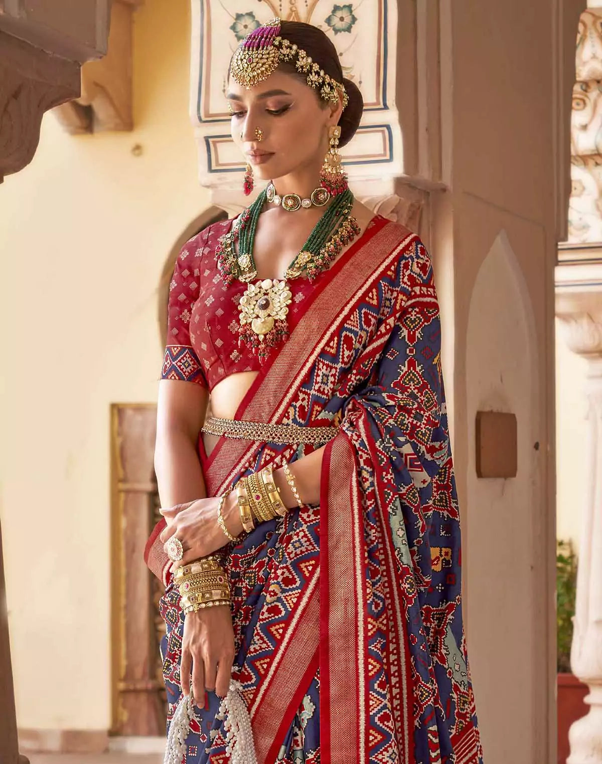 Image of Magnificent Blue Patola Ikat Saree