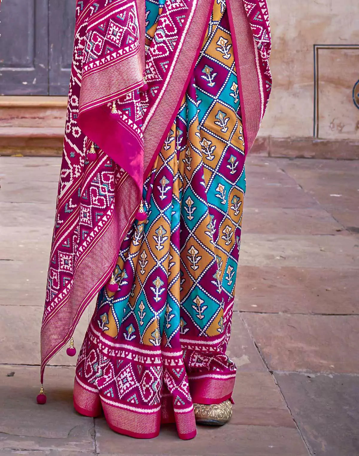 Image of Yellow Patola Designer Saree