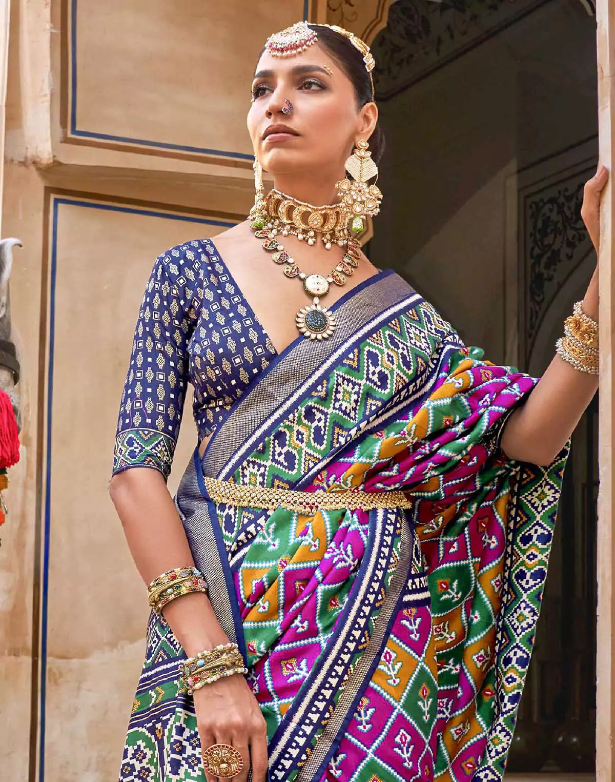 Image of Traditional Pink Colour Patola Silk Saree