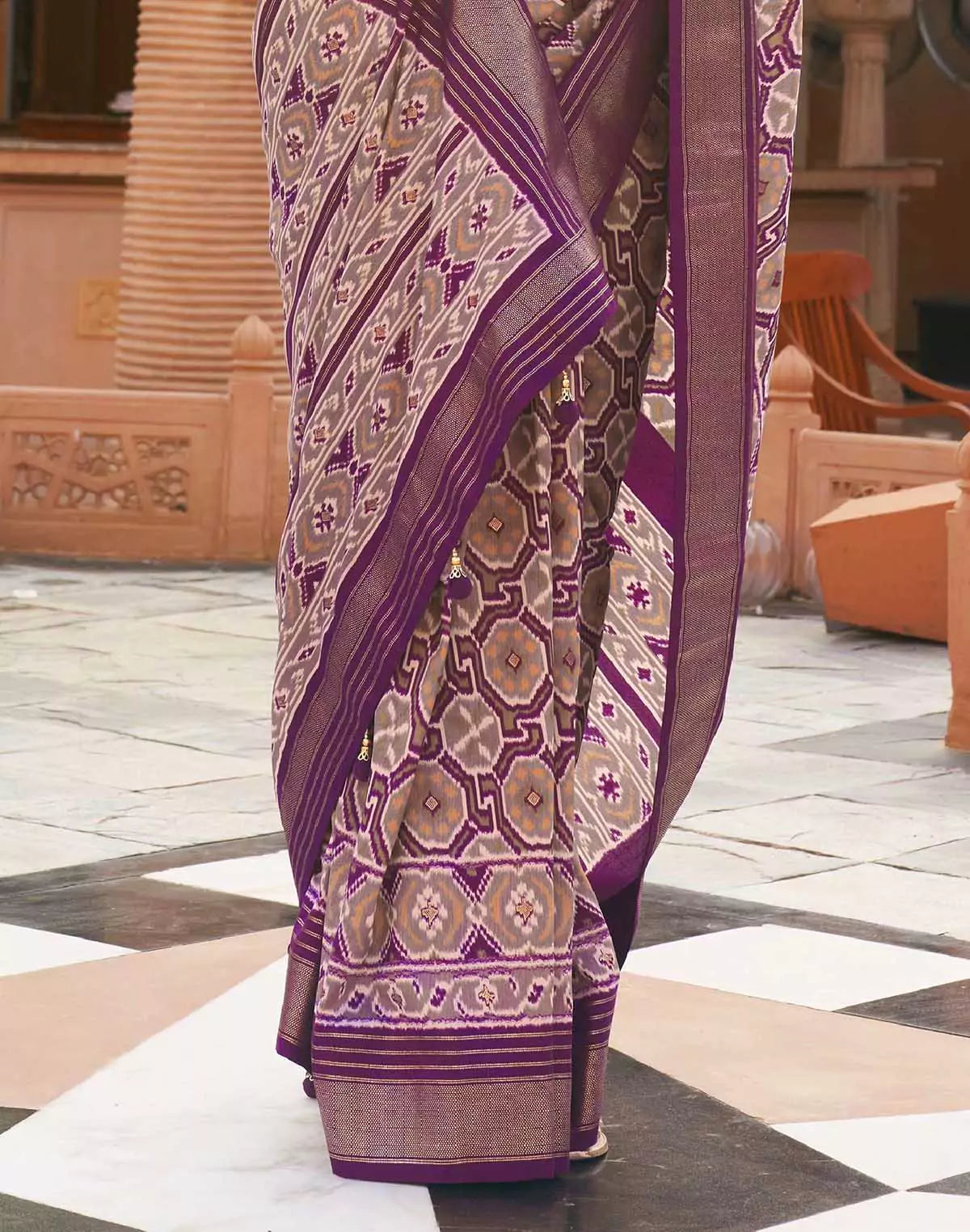 Image of Purple Ikat Pochampally Designer Saree