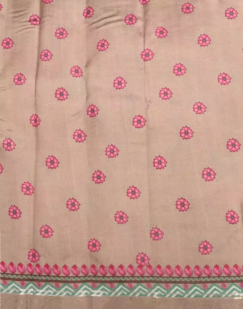 Image of Grey Coloured Floral Pattern Organza Saree
