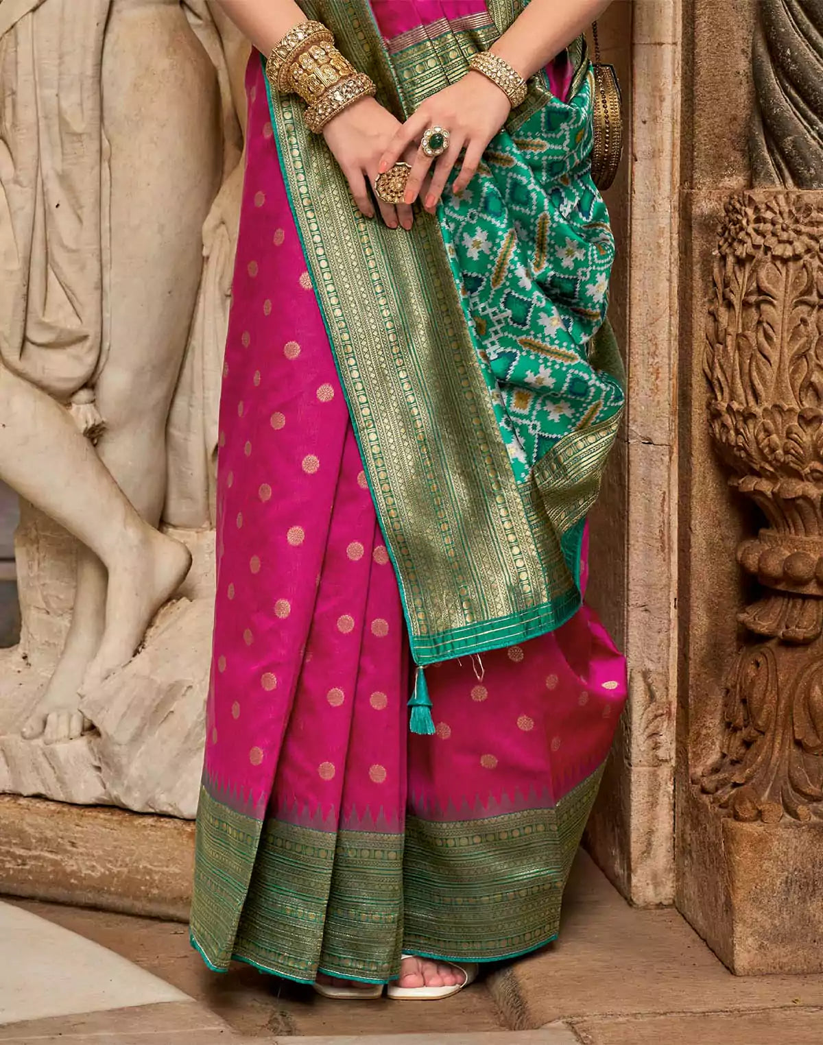 Image of Trendy Pink Coloured Banaras Patola Saree