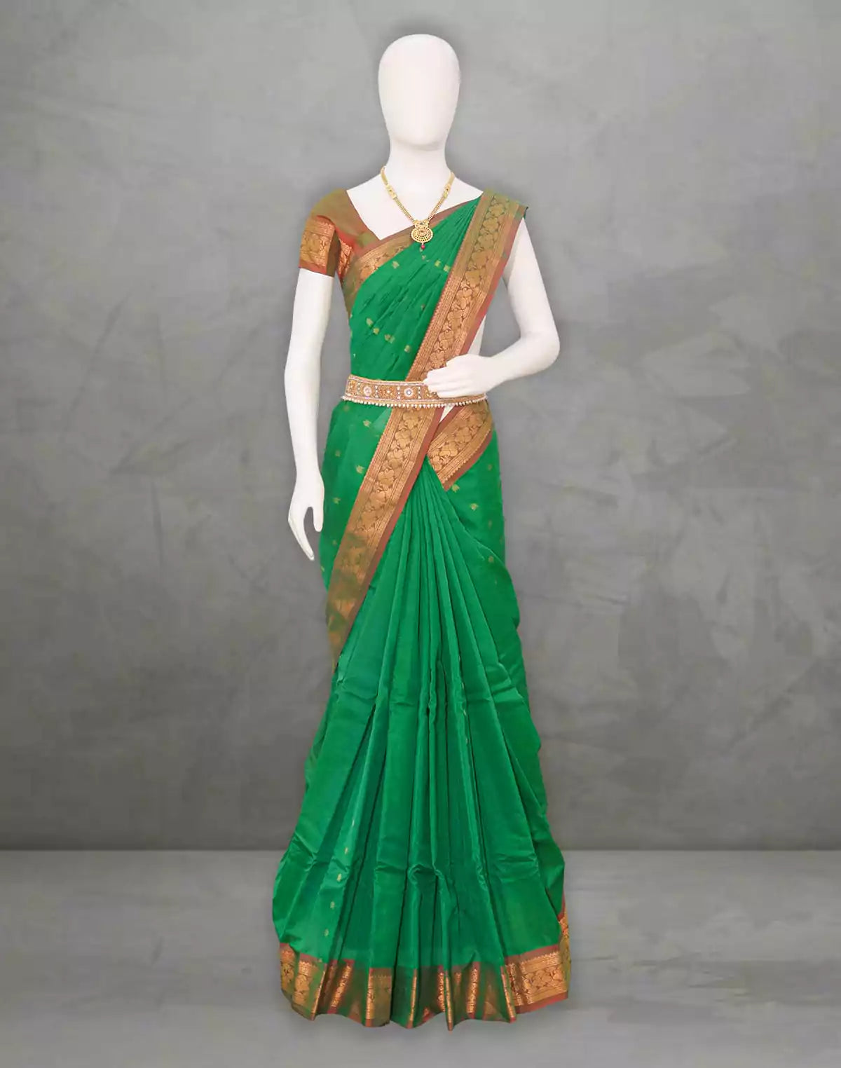 Image of Gadwal Sico Cotton Green Saree
