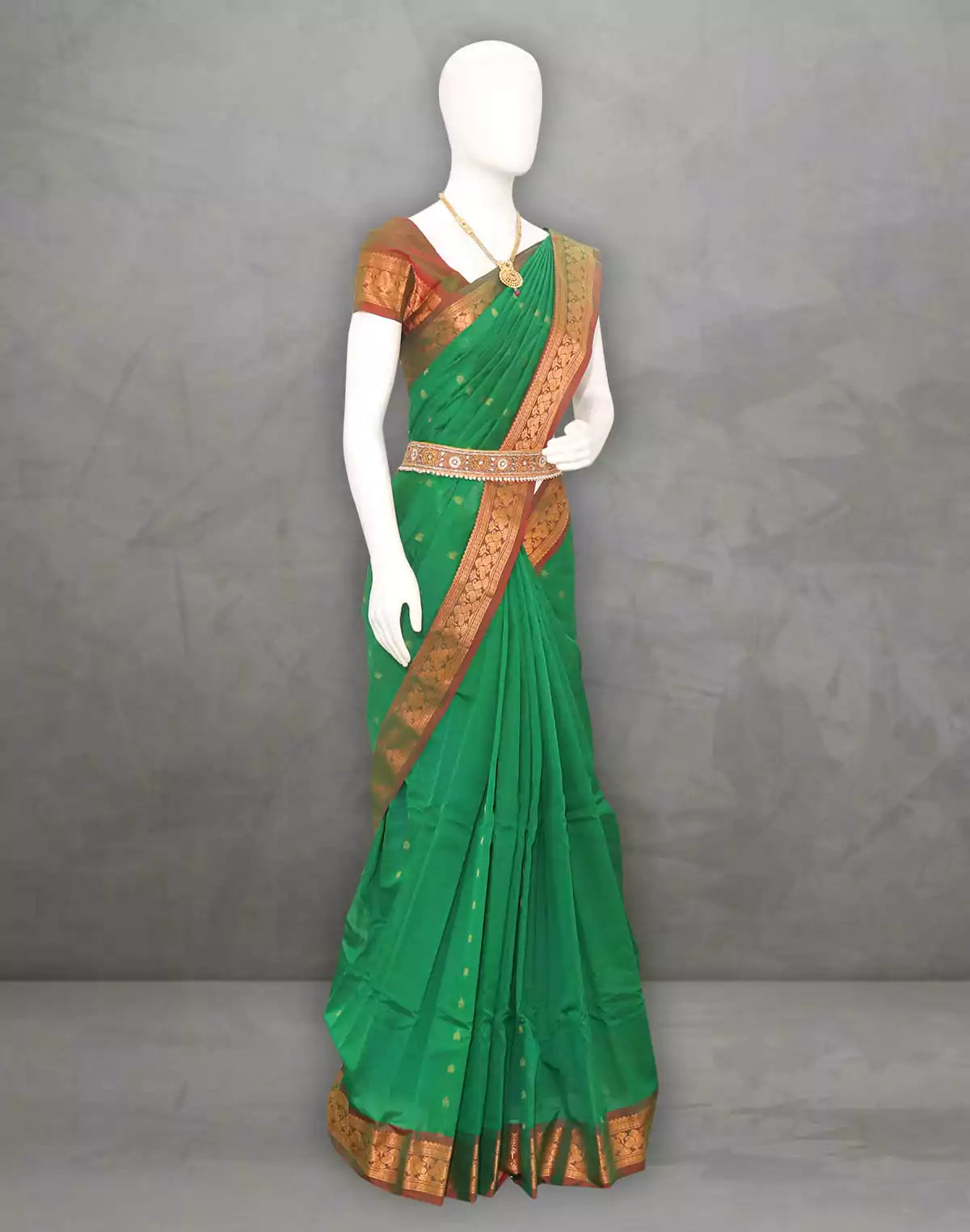 Image of Gadwal Sico Cotton Green Saree