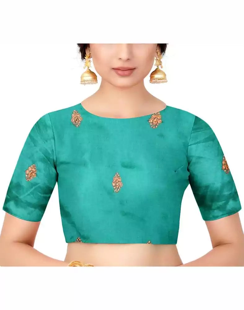 Image of Mustard Floral Embroidery work Chiffon Saree
