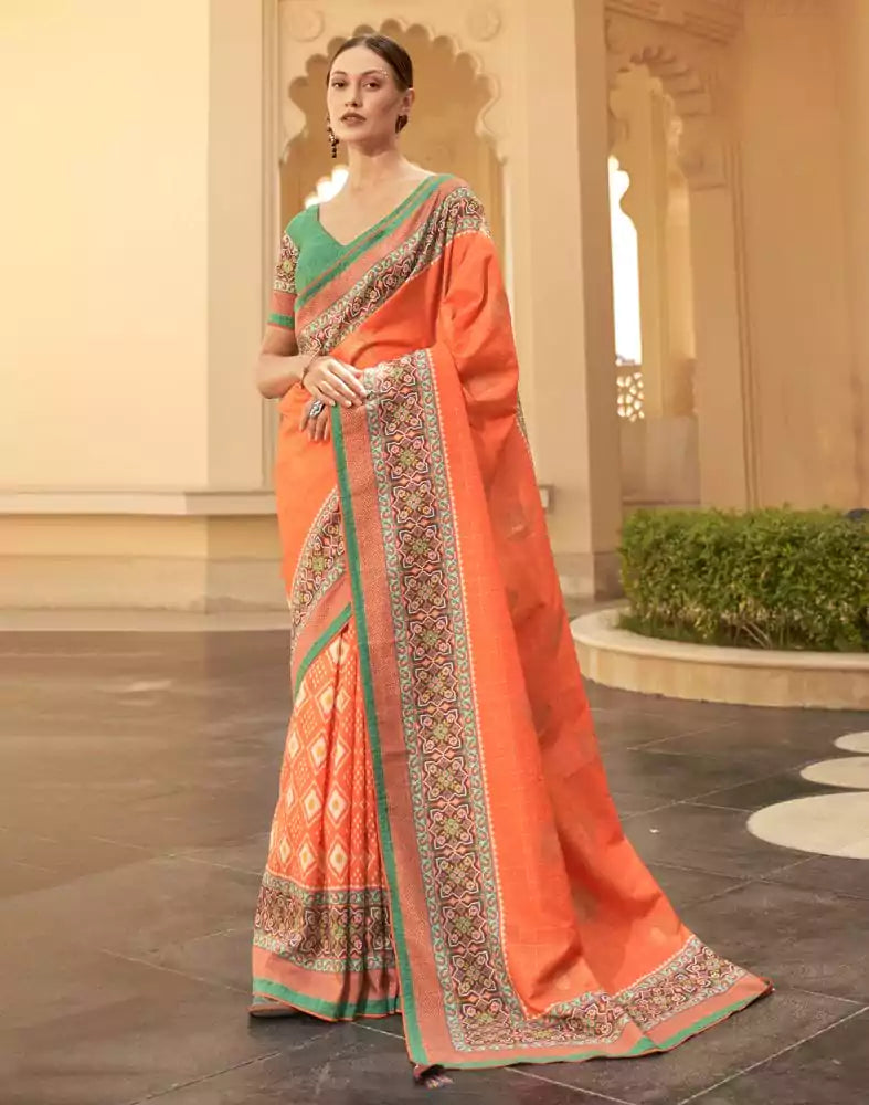 Image of Dola Silk Orange Coloured Saree