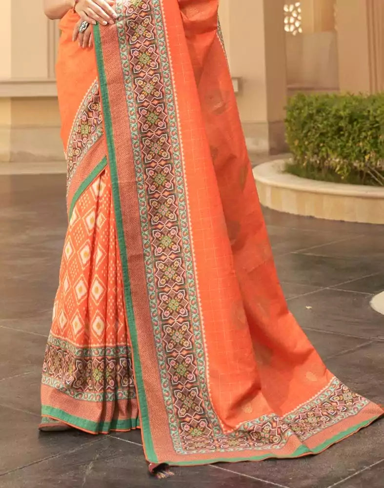 Image of Dola Silk Orange Coloured Saree