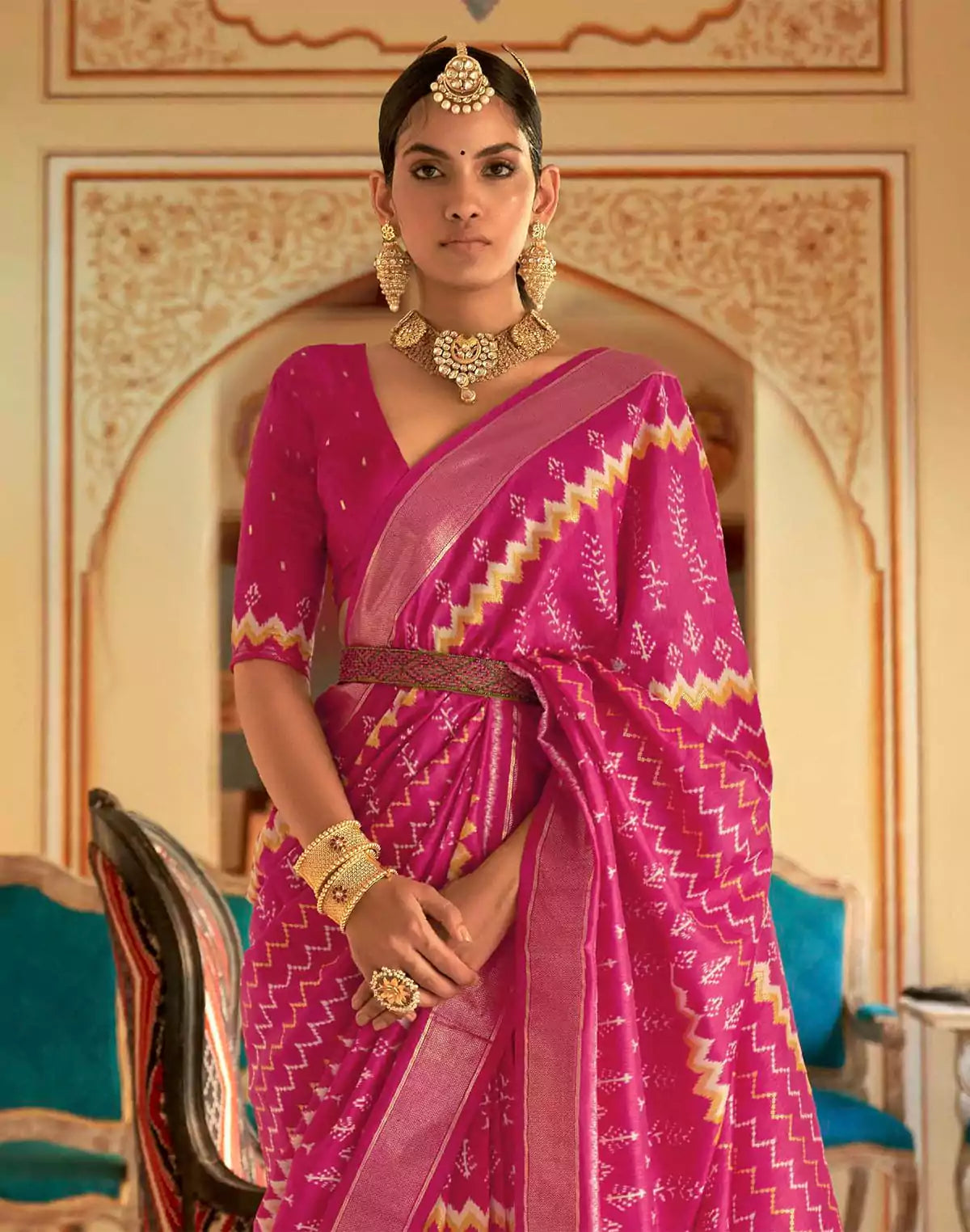 Image of Dazzling Magenta Patola Silk Saree