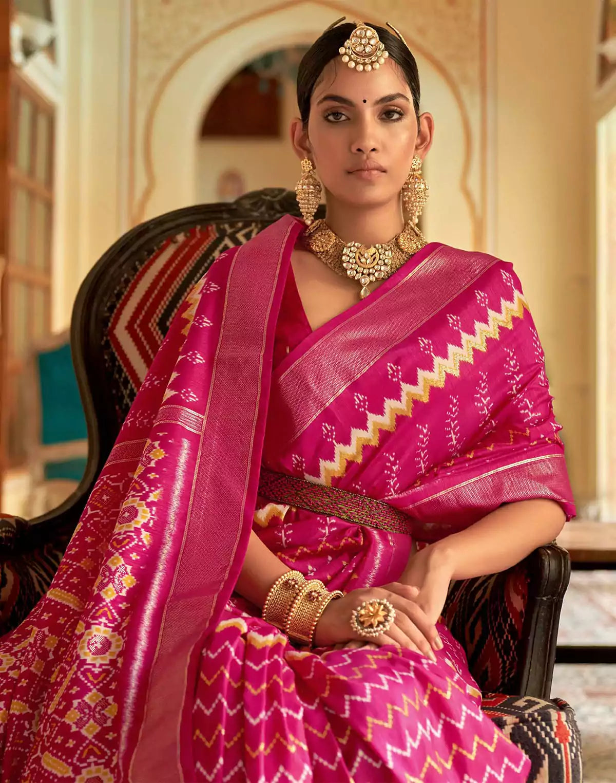 Image of Dazzling Magenta Patola Silk Saree