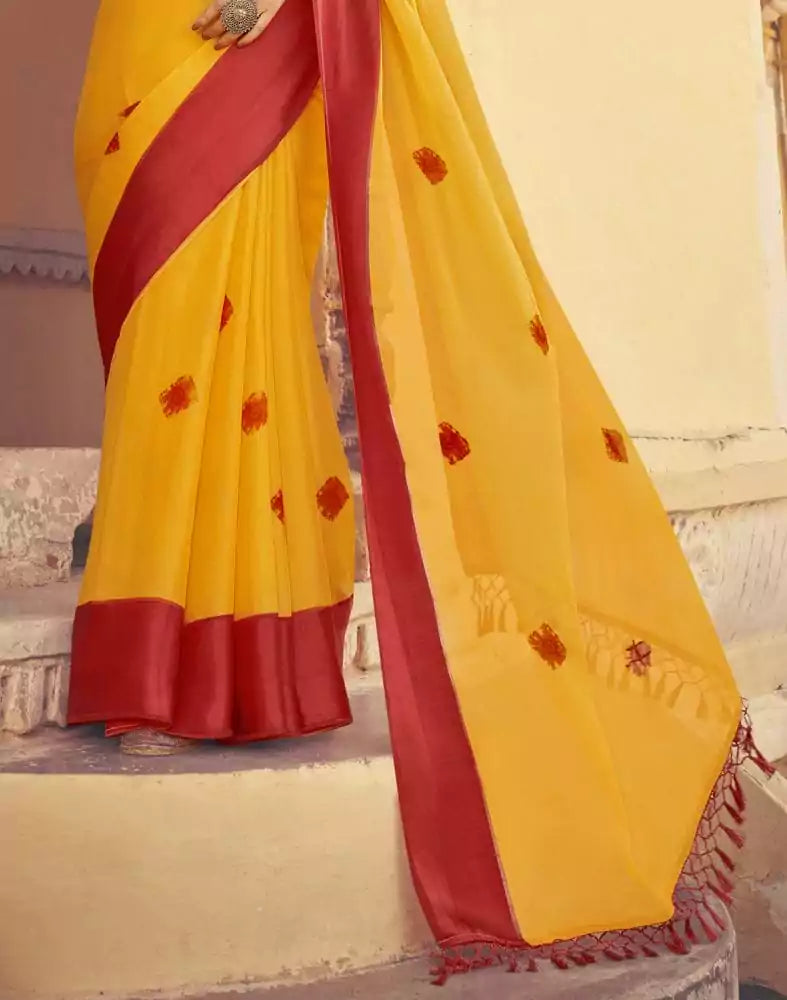 Image of Mustard Block Chiffon Printed