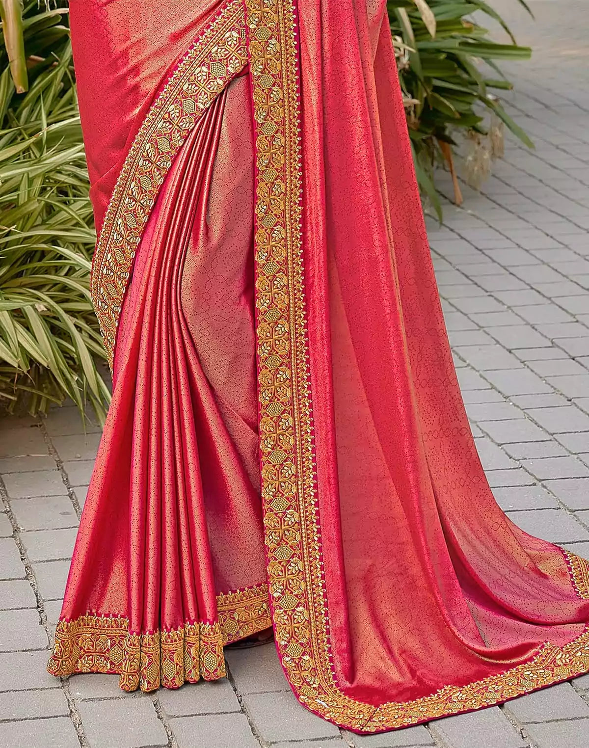 Image of Orange Coloured Dola Silk Saree with work Blouse