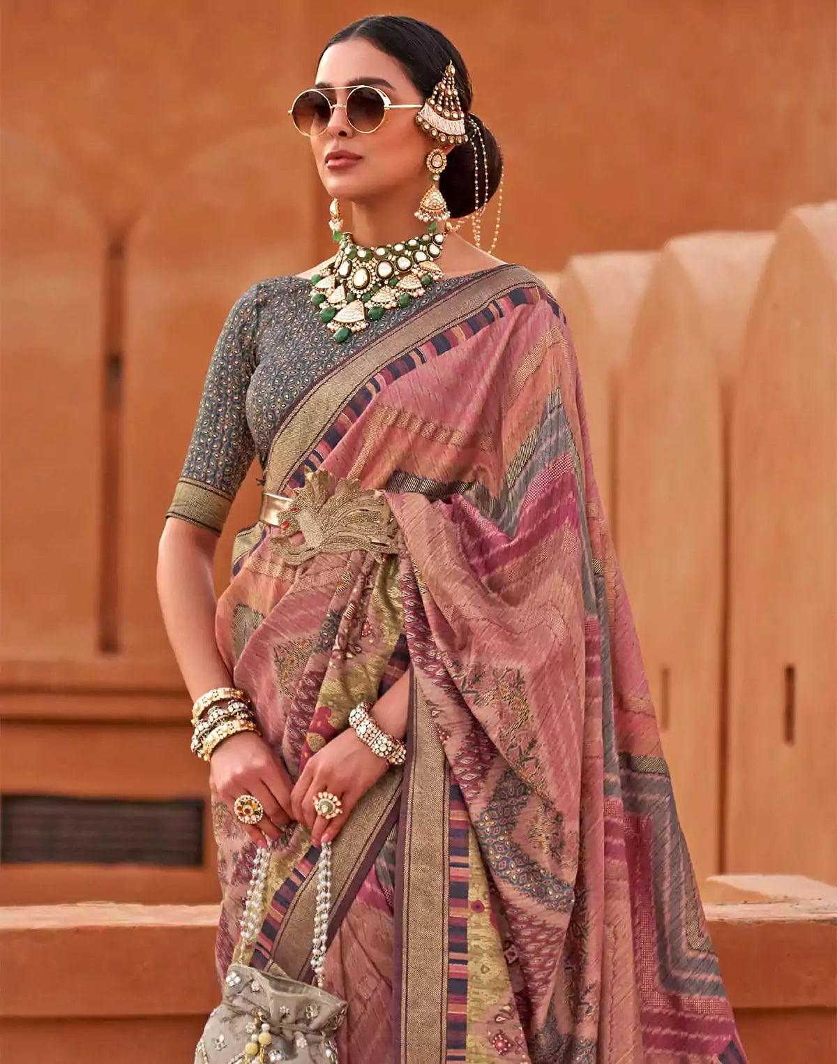 Image of Orange Designer Jute Silk Saree With Madhubani Boarder and Pallu
