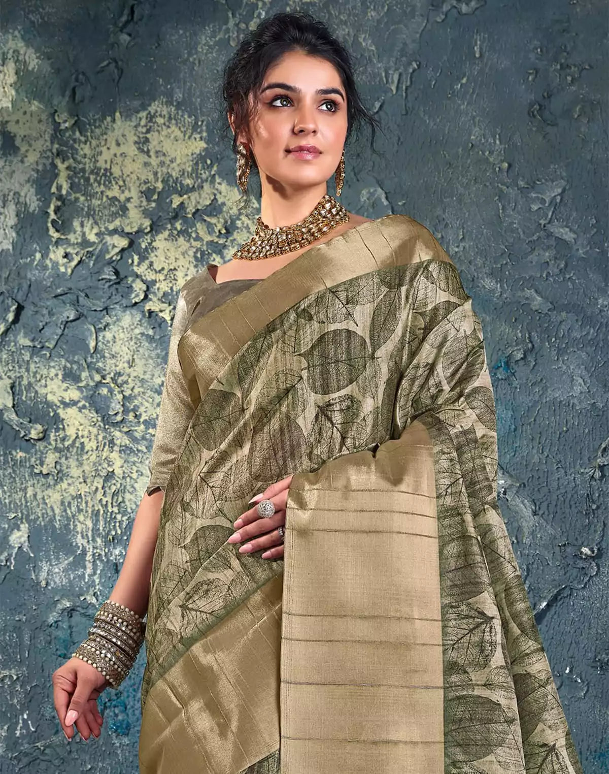 Image of Elegant Green Coloured light weight Jute Saree