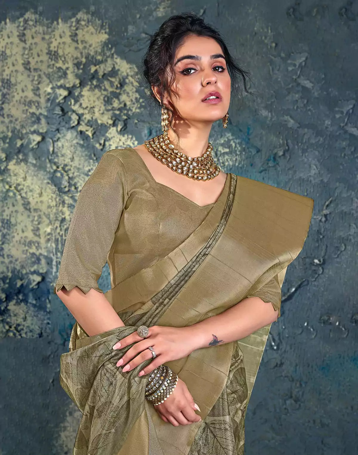 Image of Elegant Green Coloured light weight Jute Saree