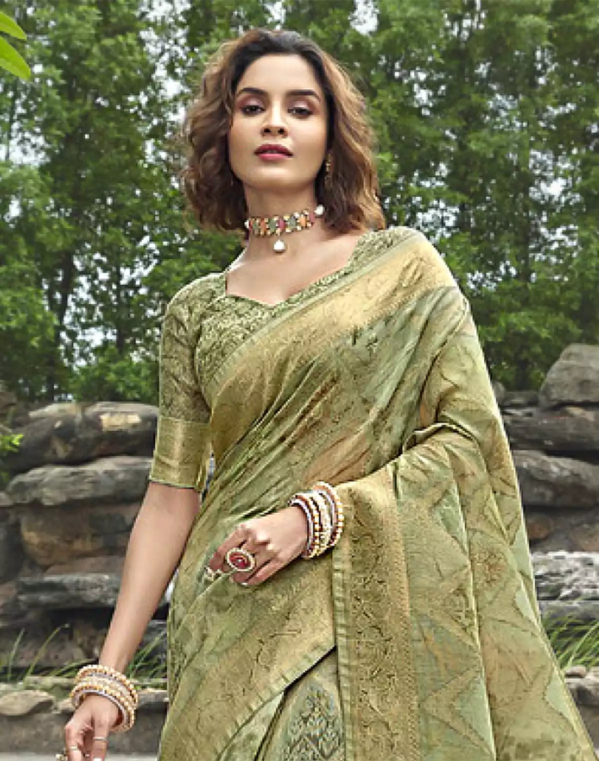 Image of Gorgeous Light Green Jute Saree