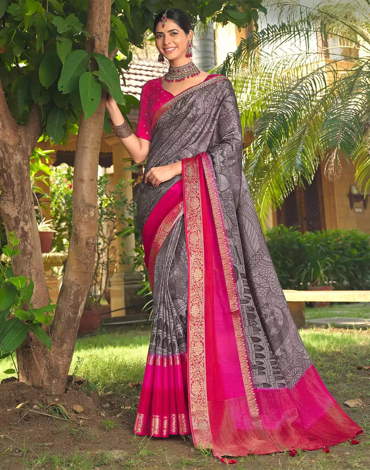 Image of Exclusive Grey Coloured Soft Dola Silk Saree