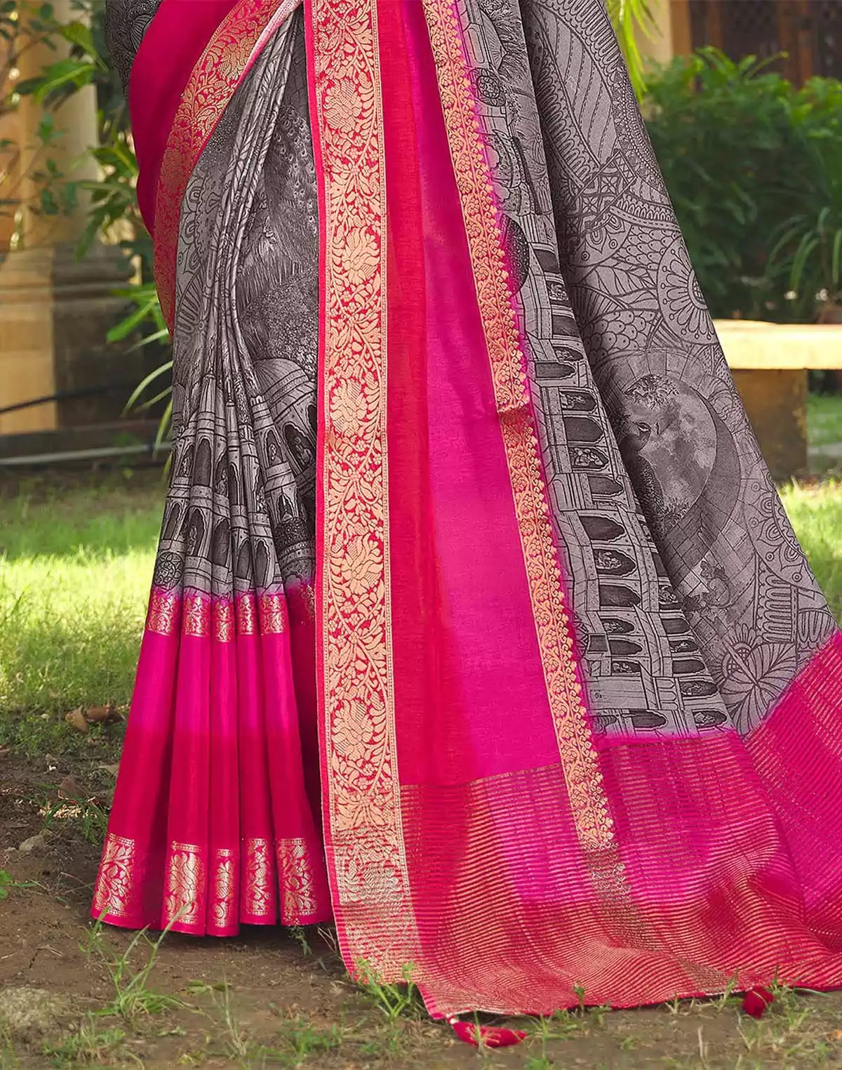 Image of Exclusive Grey Coloured Soft Dola Silk Saree