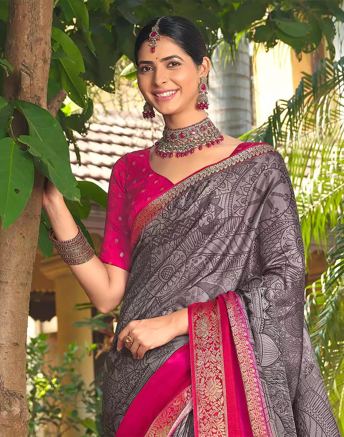 Image of Exclusive Grey Coloured Soft Dola Silk Saree