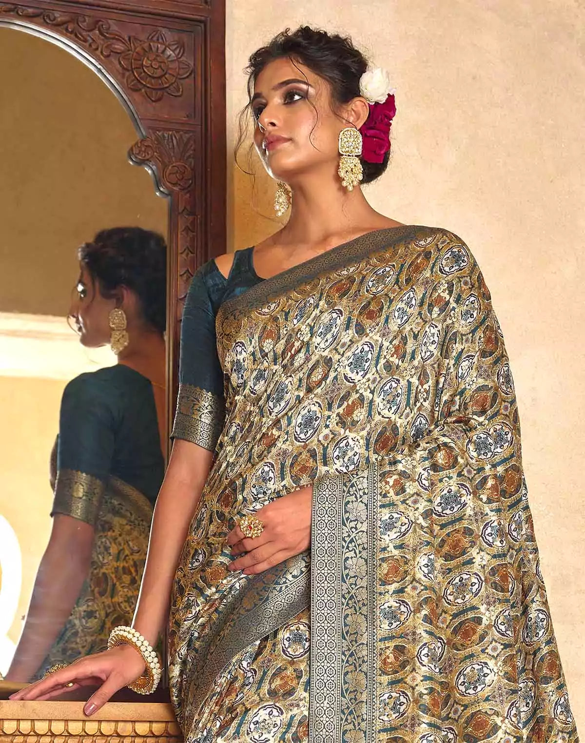 Image of Stylish Multi Dola Silk Designer Saree