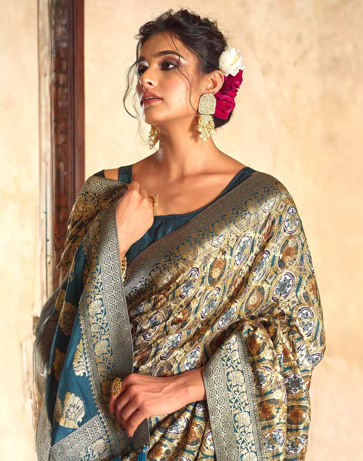 Image of Stylish Multi Dola Silk Designer Saree