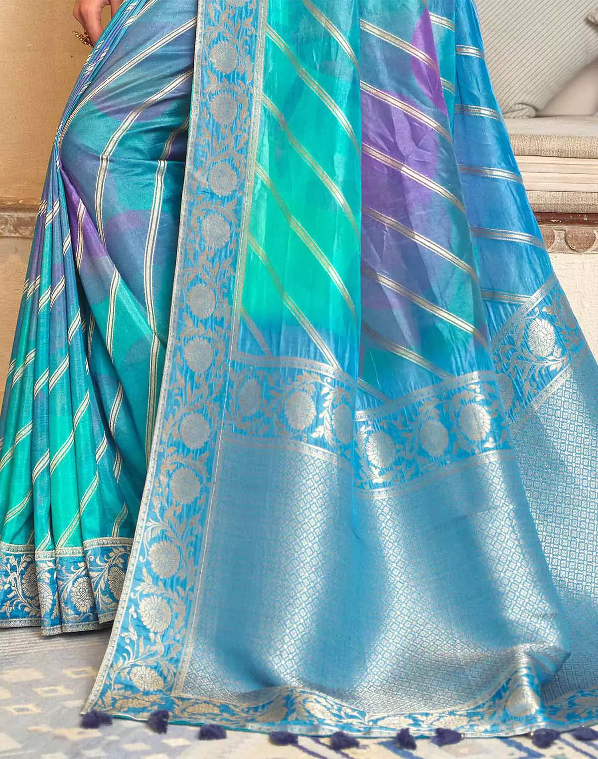 Image of Soft Dola Silk Zari Printed Saree
