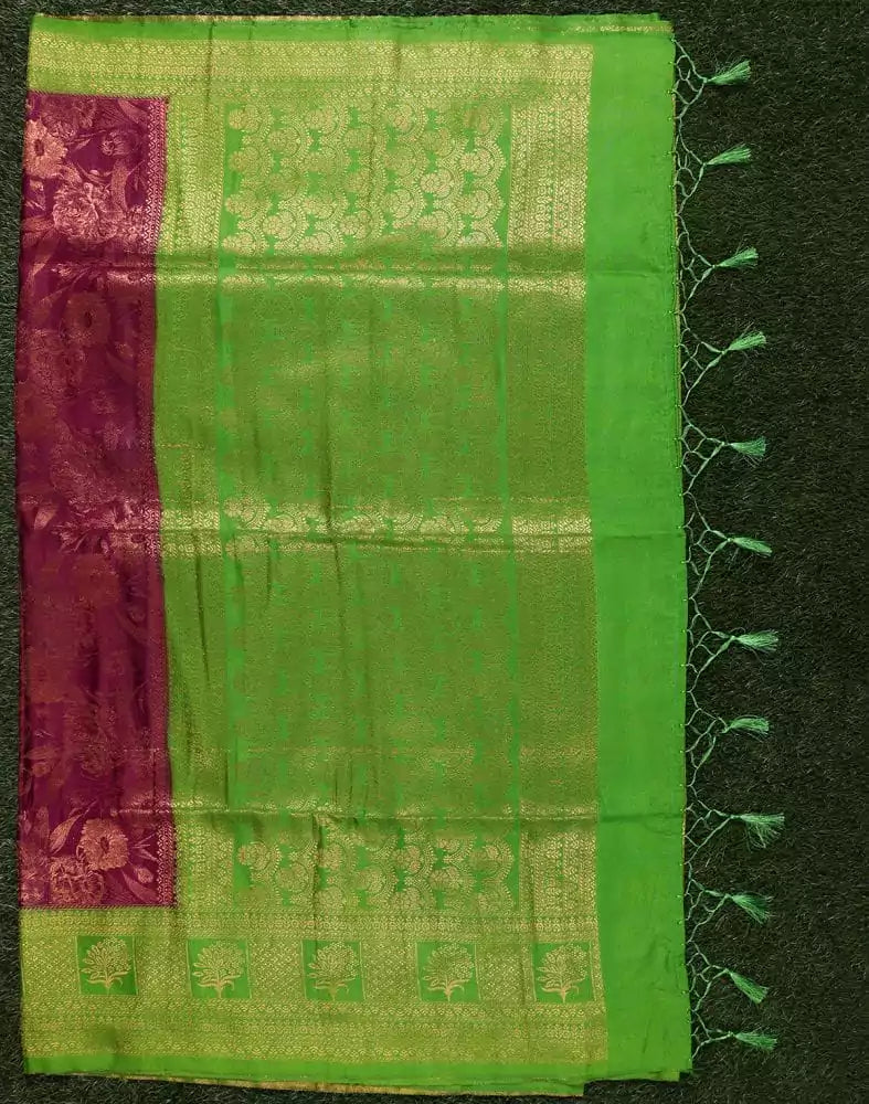 Image of Maroon colour Floral Zari Soft Silk Saree