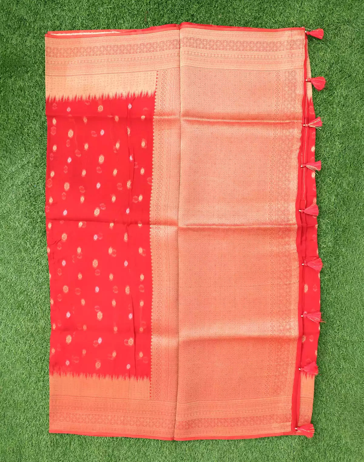 Image of Attractive Design Organza Red Coloured Saree