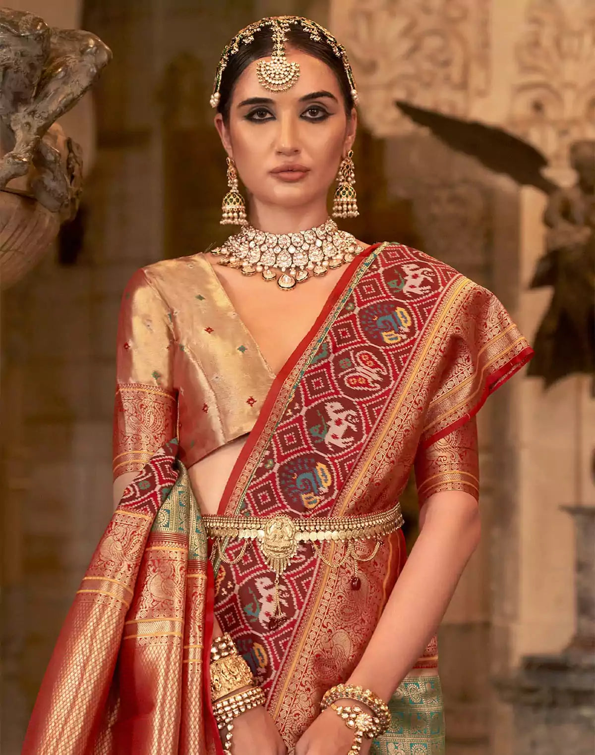 Image of Light Green Brocade Zari weaving Soft Banaras Silk Saree