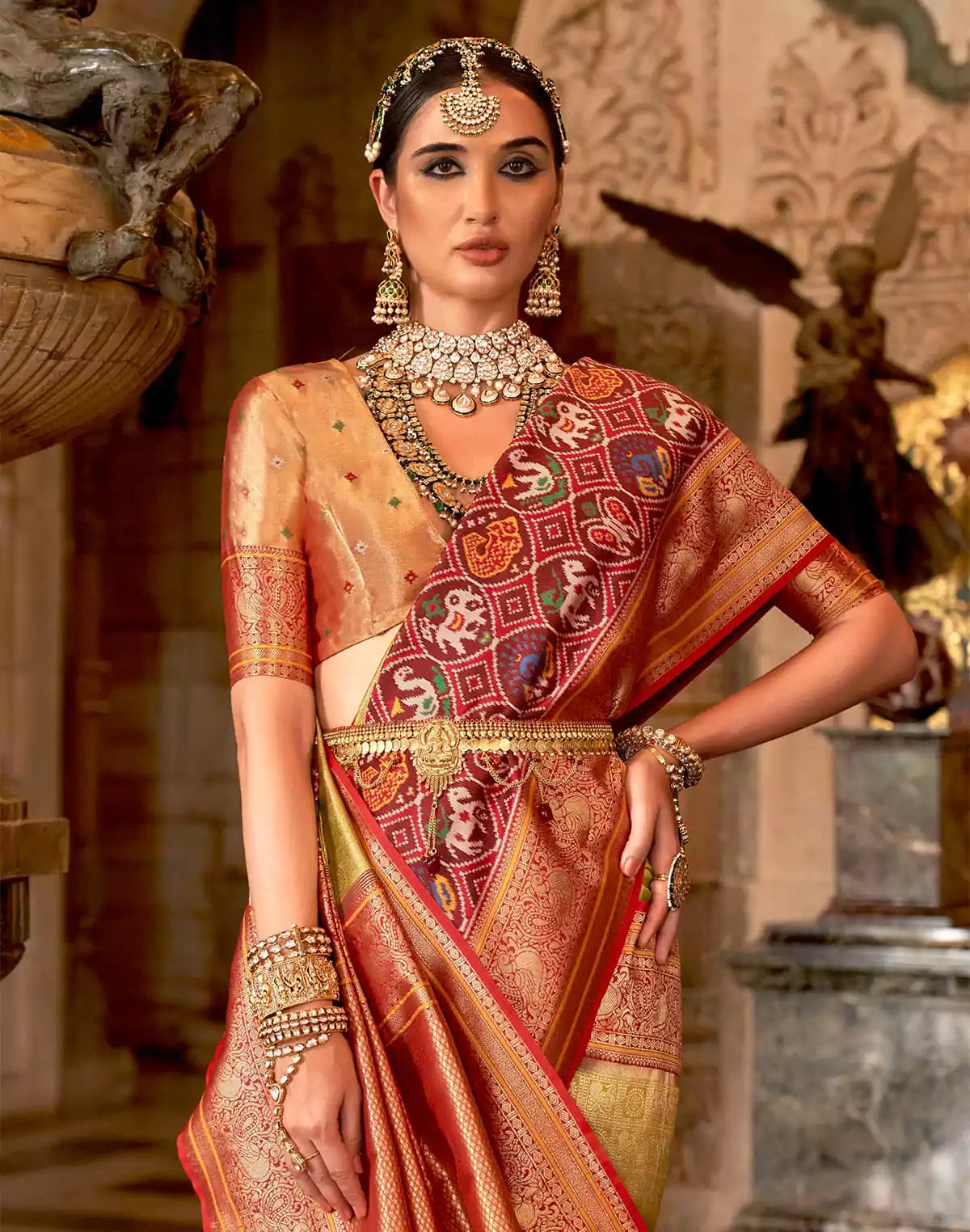 Image of Mehendi Green Brocade design Zari Banaras Silk Saree