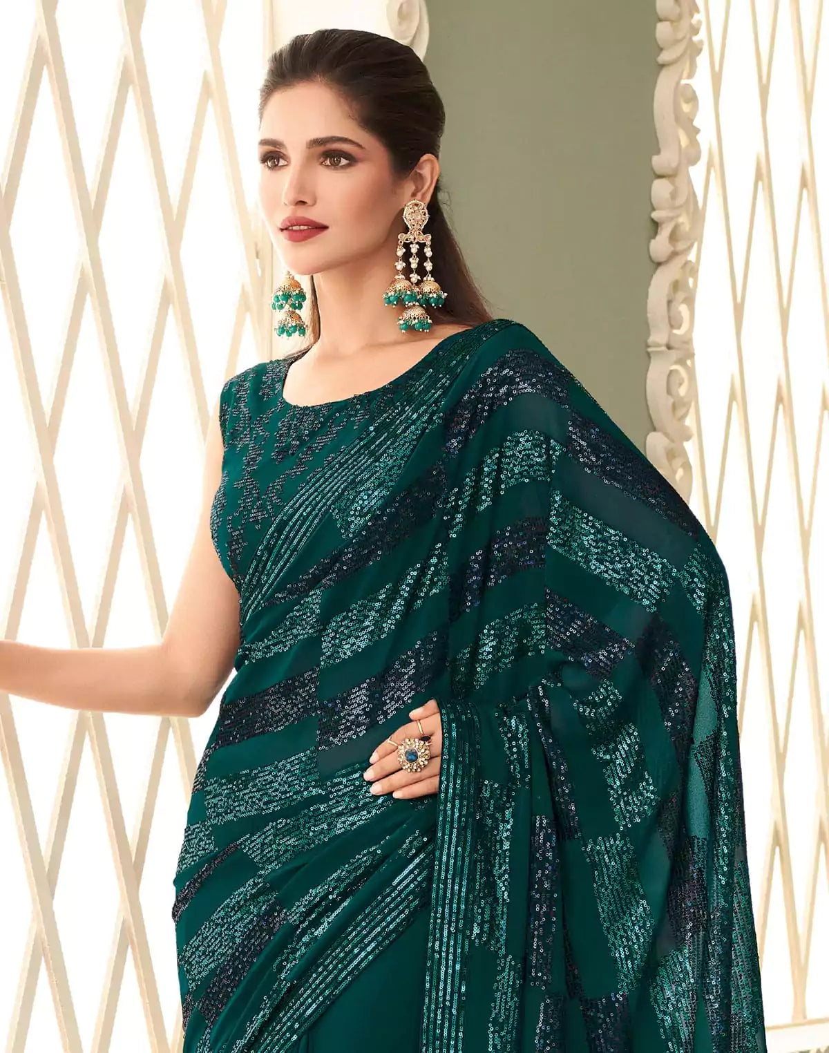 Image of Georgette heavy Sequence work Saree
