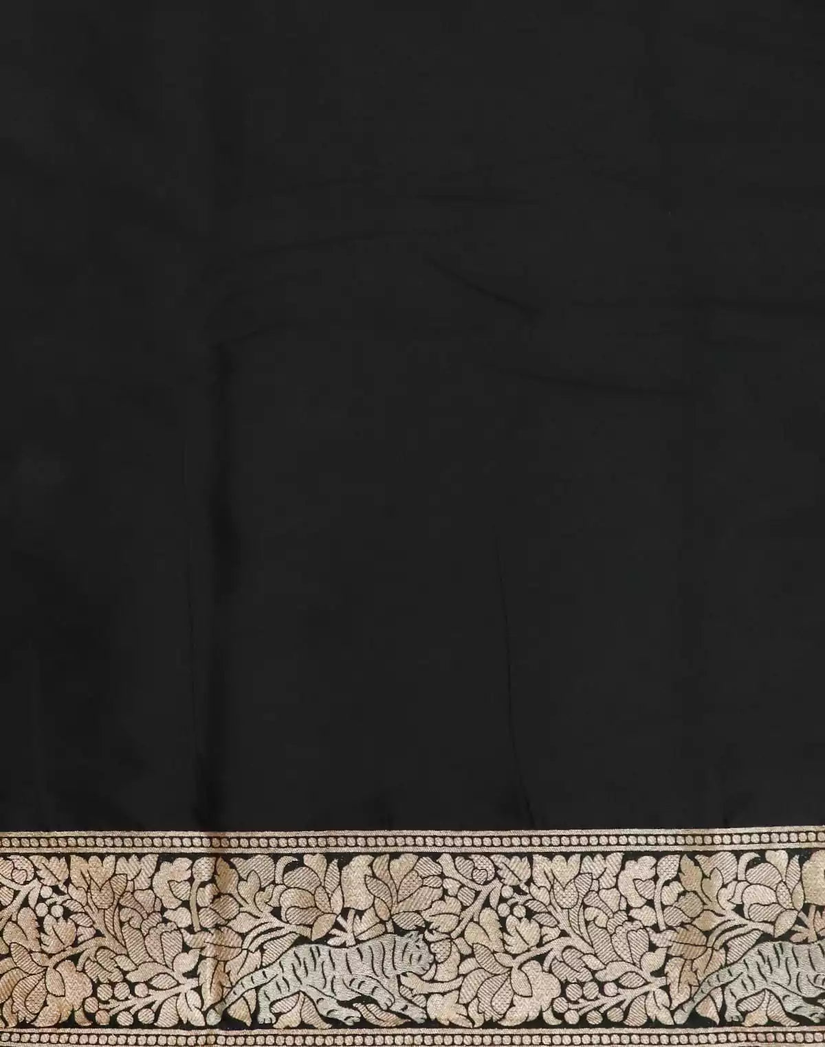 Image of Black Animal Zaring weaving Banaras Saree