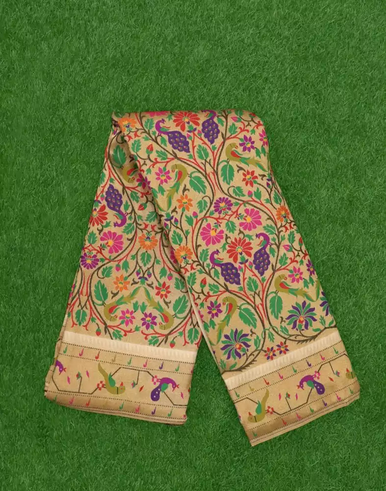 Image of Gold Novelty Weave Silk Saree
