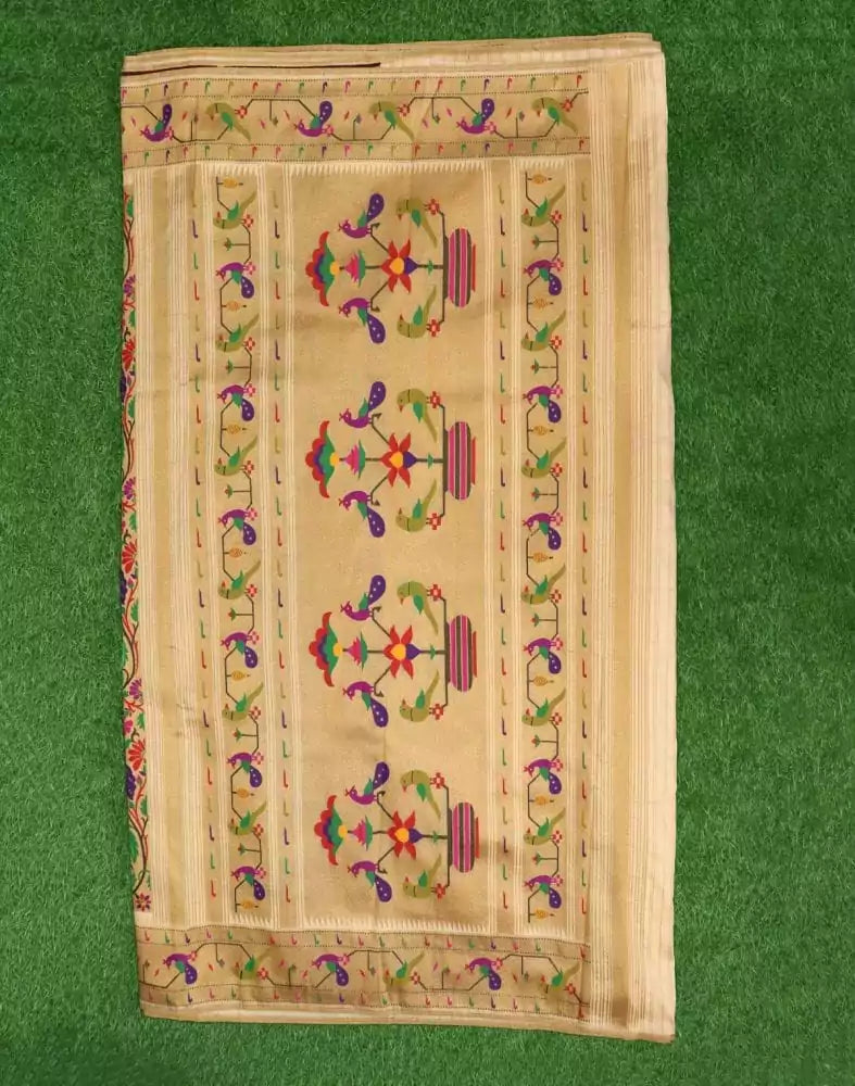 Image of Gold Novelty Weave Silk Saree