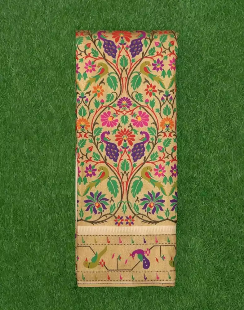 Image of Gold Novelty Weave Silk Saree