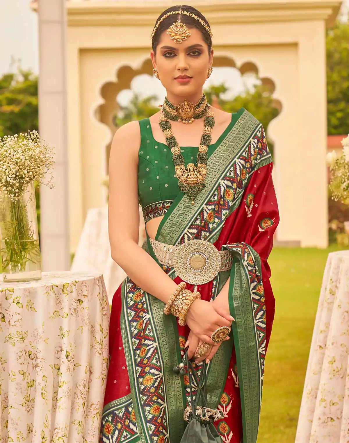 Image of Incredible Maroon Patola Silk Festive Wear Saree